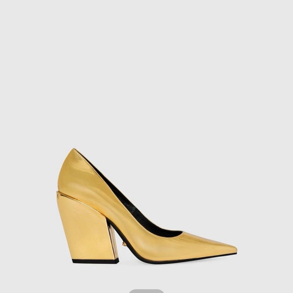 ISO Rebecca Minkoff Gold Block Heel Pumps